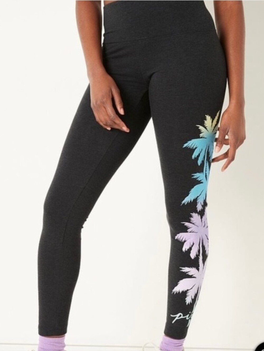 Pink victoria's Secret full length high waist cotton leggings sz Small nwt